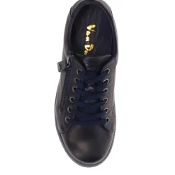 Lace-Up Leather Trainers - Navy