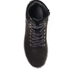 Lace-Up Leather Walking Boots - Black