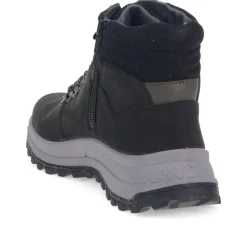 Lace-Up Leather Walking Boots - Black