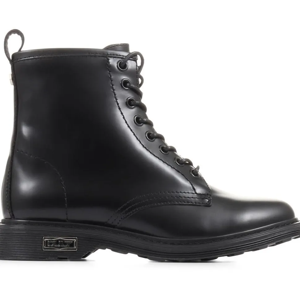 Lace-Up Leather Work Boots - Black