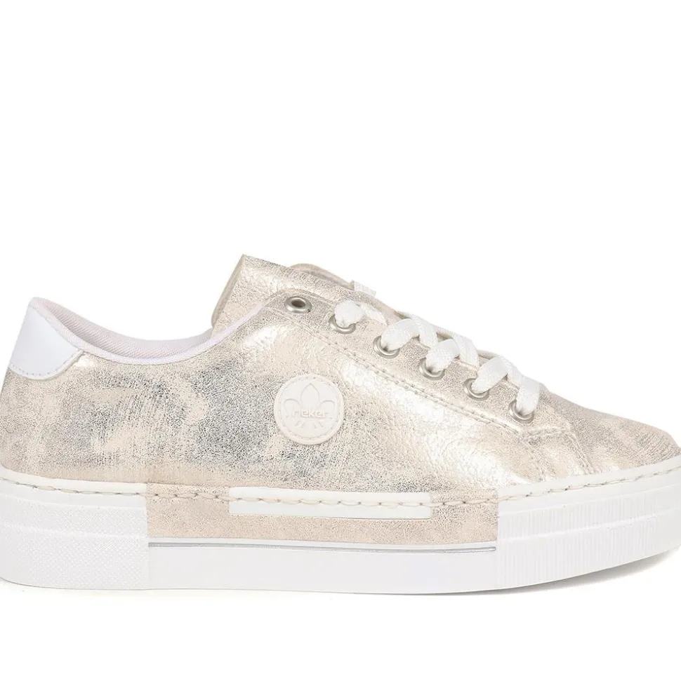 Lace-Up Platform Trainers - Metallic