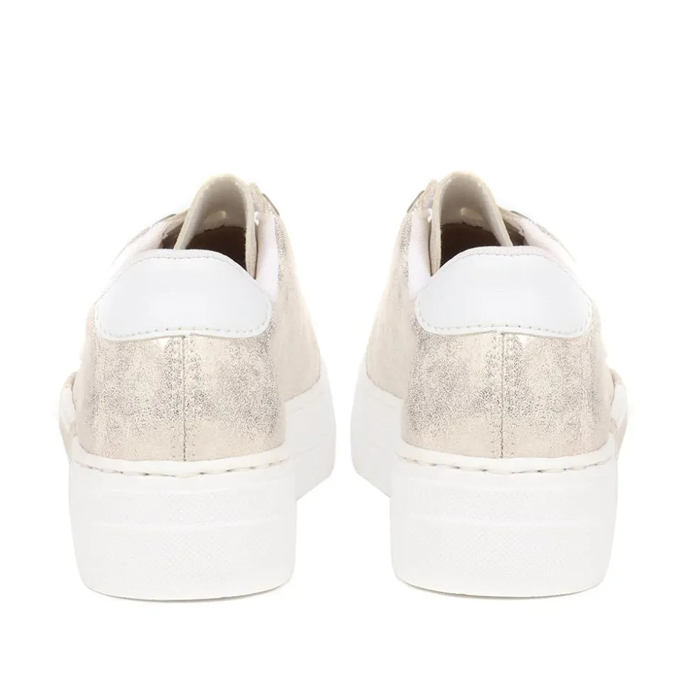 Lace-Up Platform Trainers - Metallic