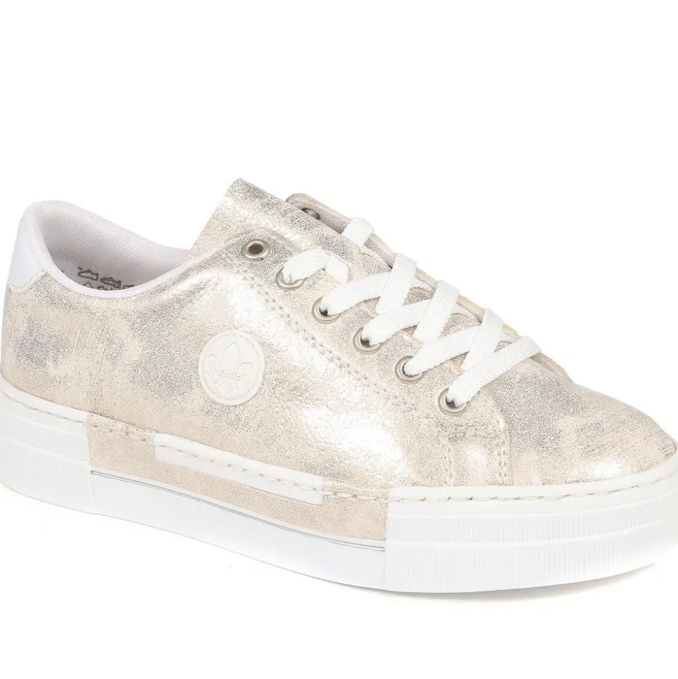 Lace-Up Platform Trainers - Metallic