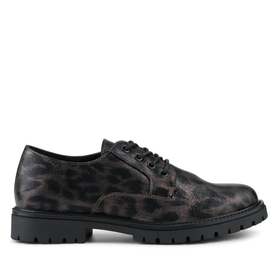 Lace-Up Smart Shoes - Brown Leopard