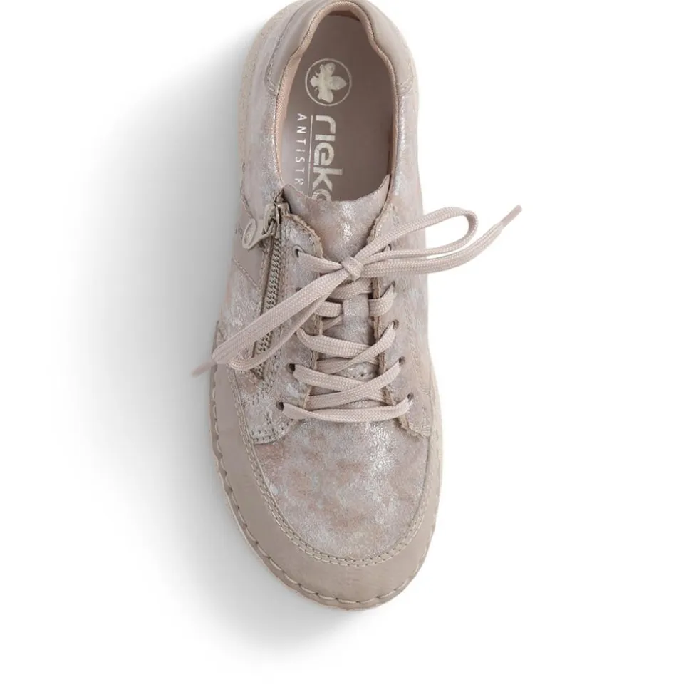 Lace-Up Trainers - Beige Multi