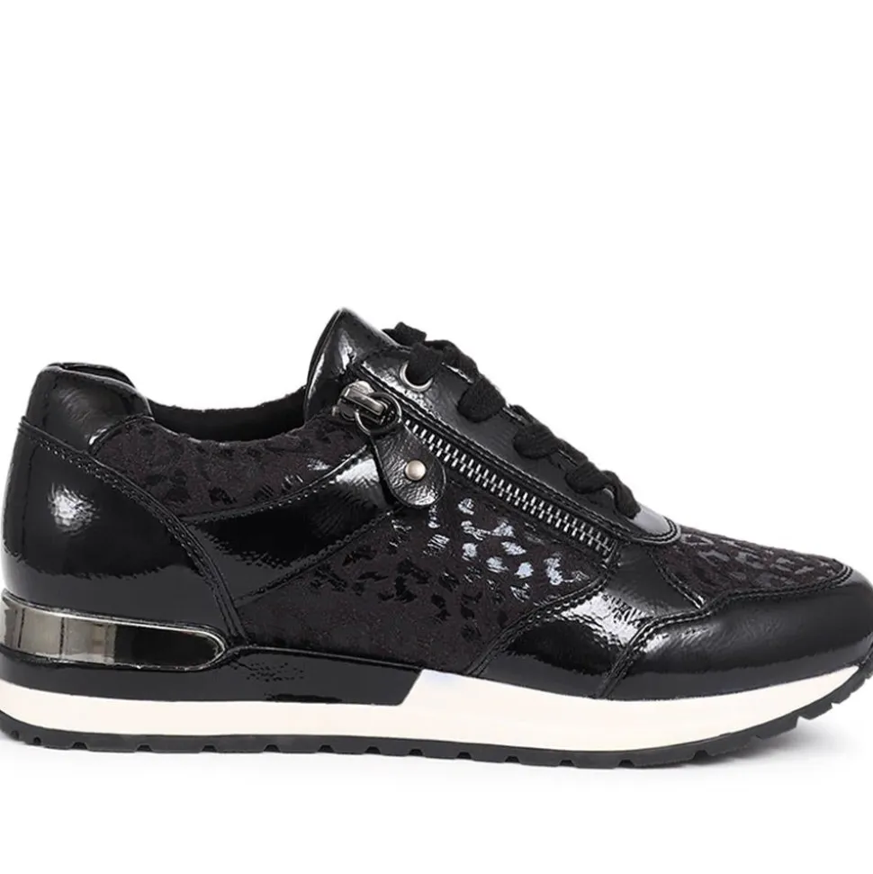 Lace-Up Trainers - Black Leopard