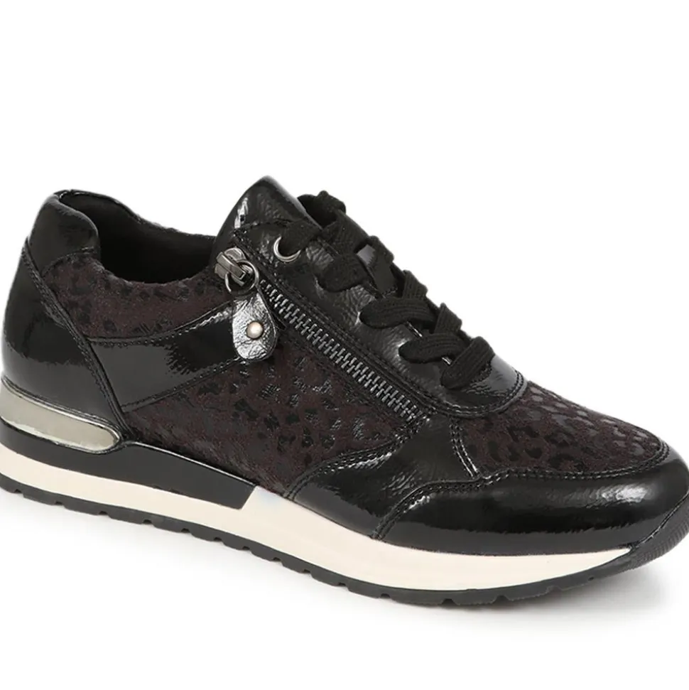 Lace-Up Trainers - Black Leopard