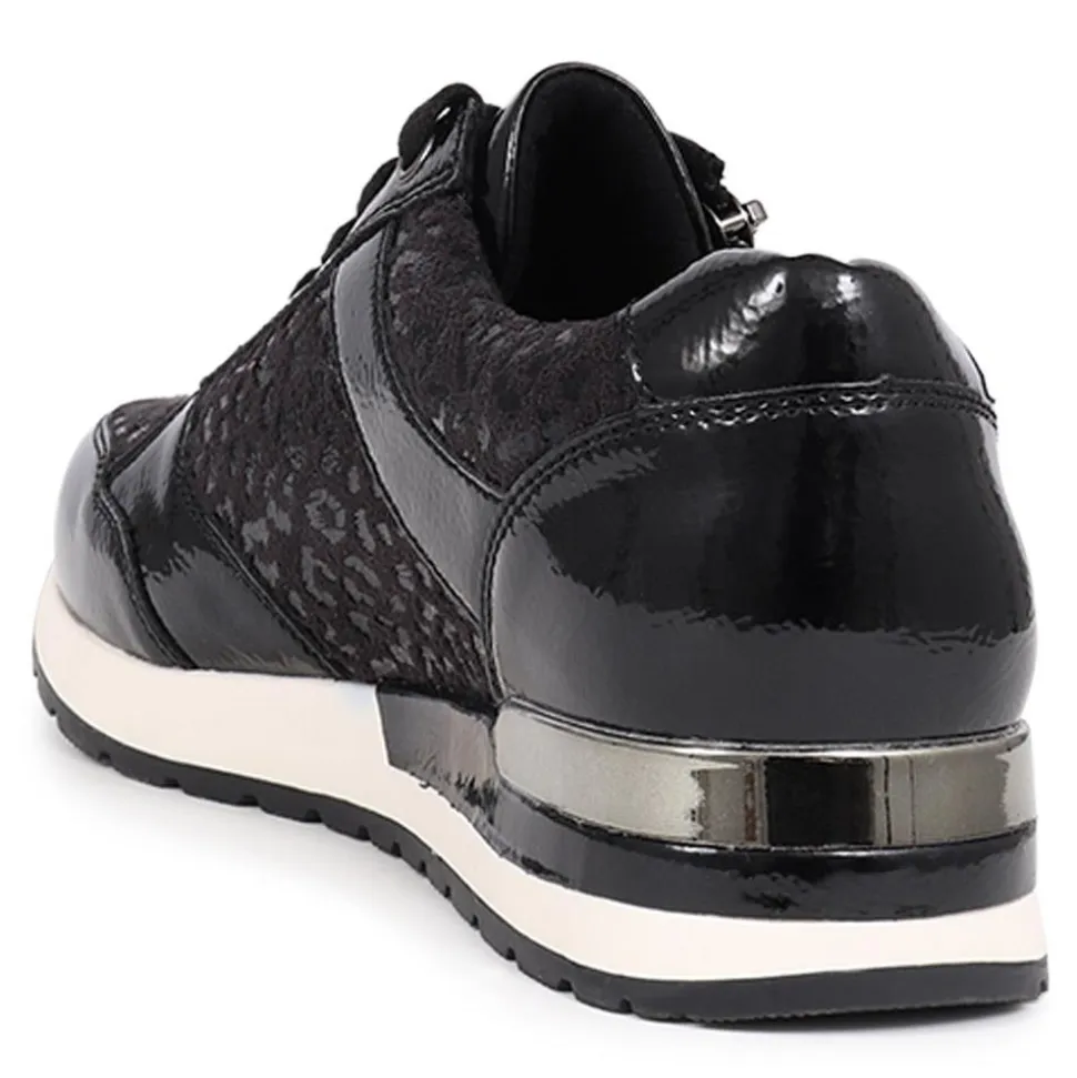 Lace-Up Trainers - Black Leopard