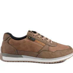 Lace Up Trainer with Grip Sole - Brown