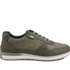 Lace Up Trainer with Grip Sole - Khaki