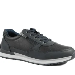 Lace Up Trainer with Grip Sole - Navy
