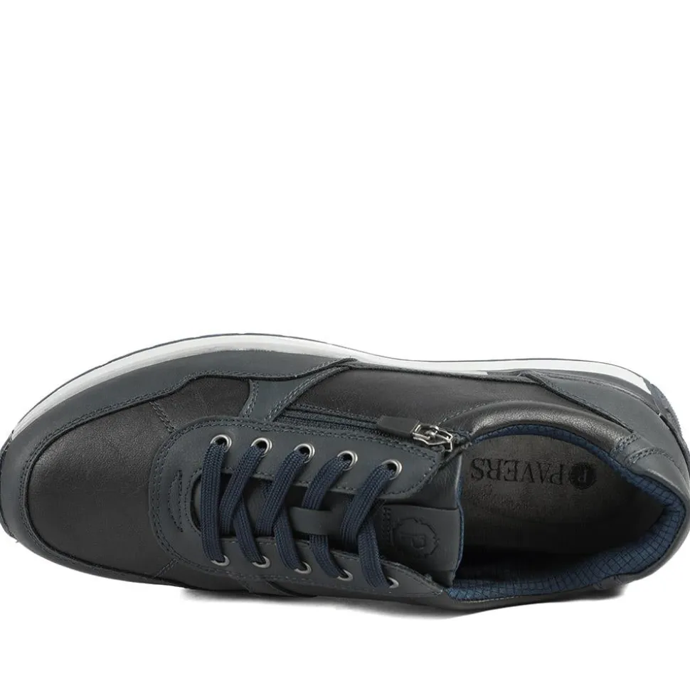 Lace Up Trainer with Grip Sole - Navy