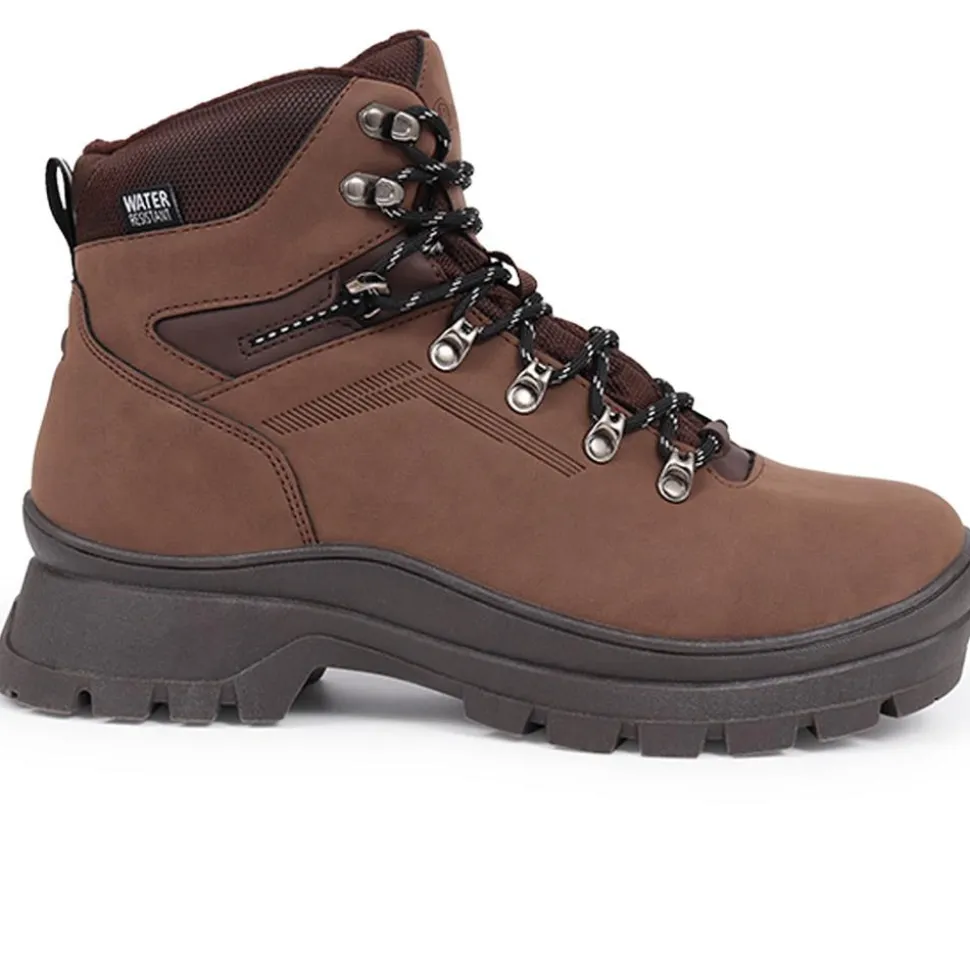 Lace-Up Walking Boots - Brown