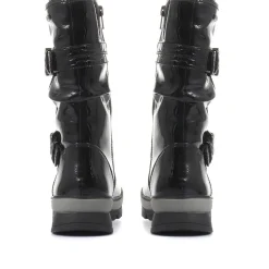 Ladies' Boots with Buckles - Black Patent