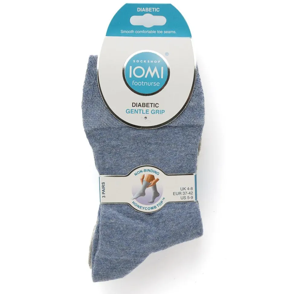 Ladies Diabetic Socks 3 Pack - Blue-Grey
