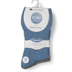 Ladies Diabetic Socks 3 Pack - Blue-Grey