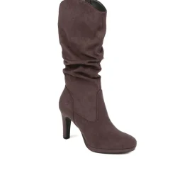 Ladies' Heeled Calf Boots - Grey