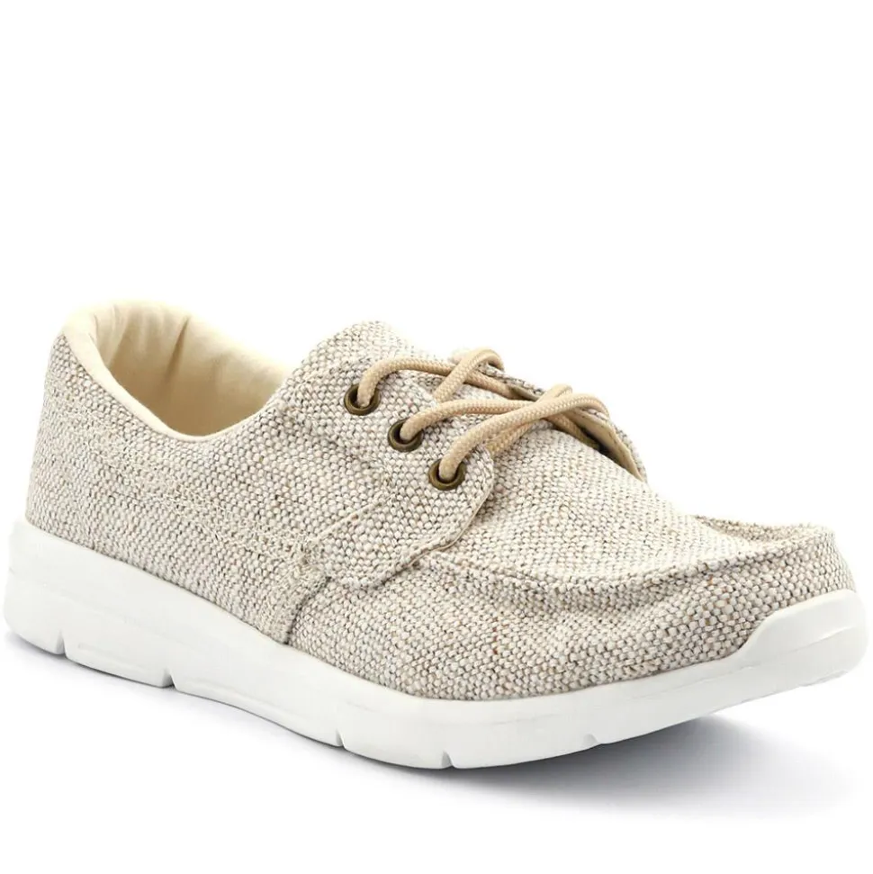 Ladies' Lace-Up Moccasins - Beige
