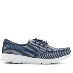 Ladies' Lace-Up Moccasins - Navy Multi