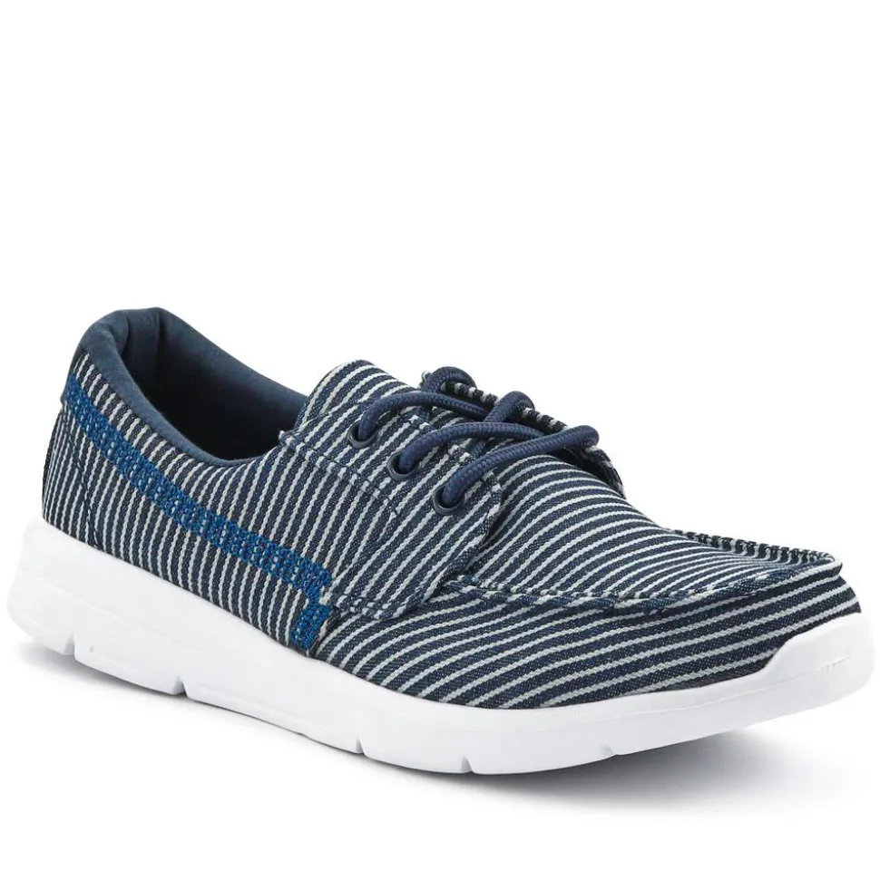 Ladies' Lace-Up Moccasins - Navy Multi