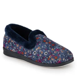 Ladies' Snug Full Slippers - BLUE FLORAL