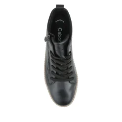 Lake Gabor Leather Zip & Lace Hi-Tops - Black