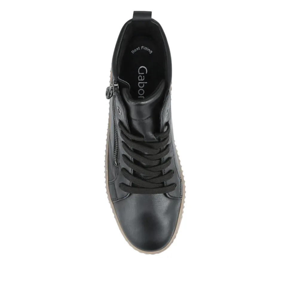 Lake Gabor Leather Zip & Lace Hi-Tops - Black