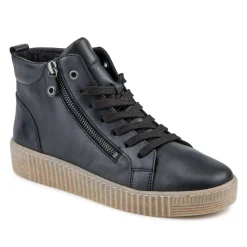 Lake Gabor Leather Zip & Lace Hi-Tops - Black