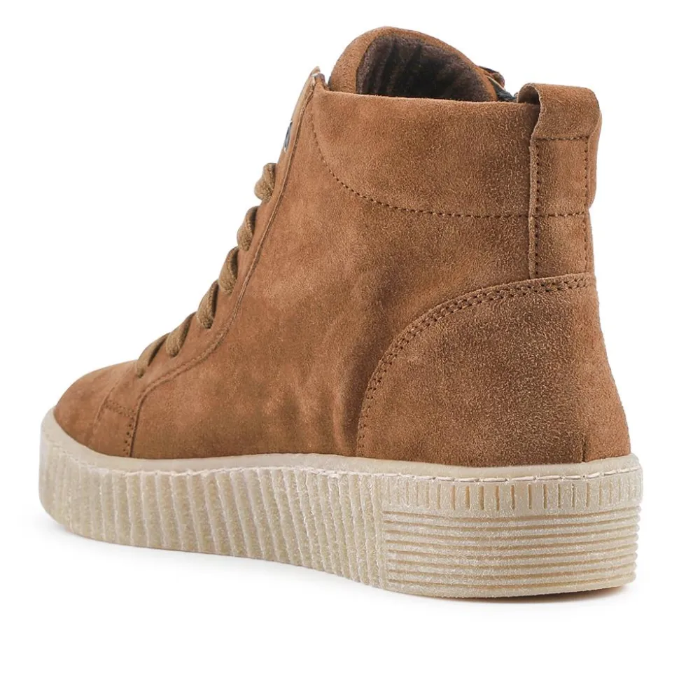 Lake Gabor Leather Zip & Lace Hi-Tops - Tan Suede