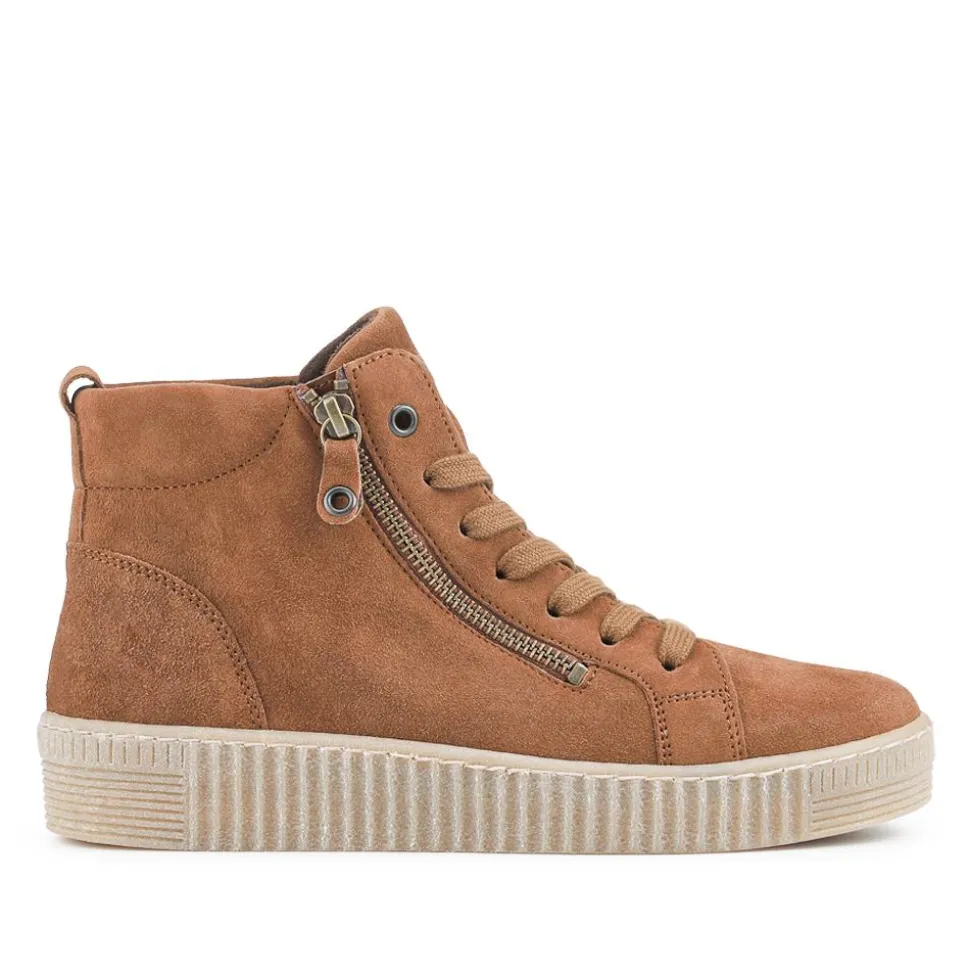 Lake Gabor Leather Zip & Lace Hi-Tops - Tan Suede