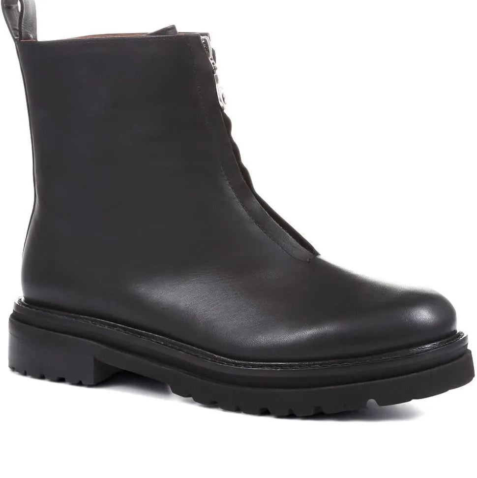Lanie Zip Up Chunky Boots - Black