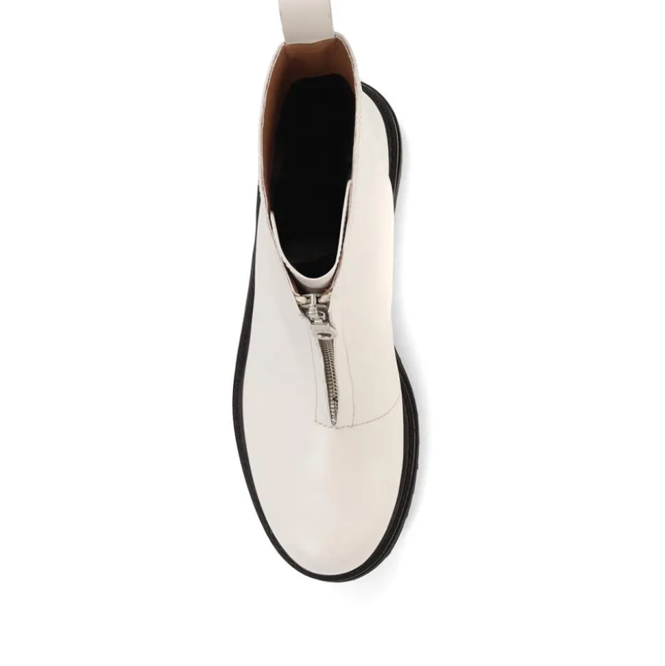 Lanie Zip Up Chunky Boots - White