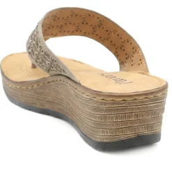 Laser Cut Breathable Toe Post Sandals - Taupe