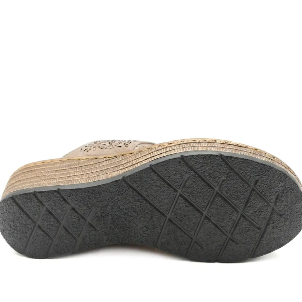 Laser Cut Breathable Toe Post Sandals - Taupe