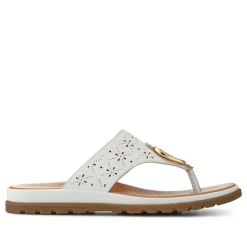 Laser Cut Toe Post Sandals - White
