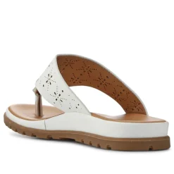 Laser Cut Toe Post Sandals - White