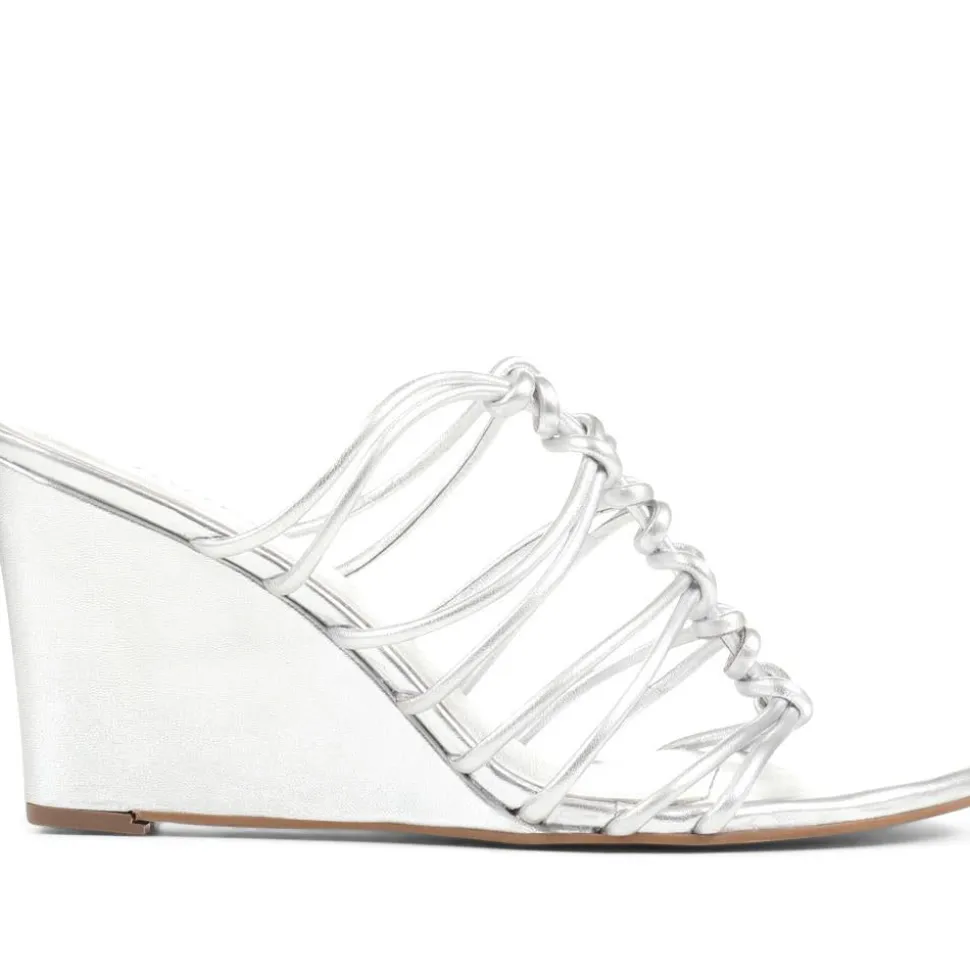 Laurella Leather Gladiator Wedges - Silver
