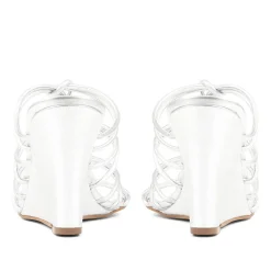 Laurella Leather Gladiator Wedges - Silver