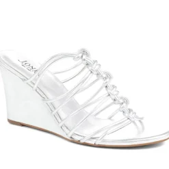 Laurella Leather Gladiator Wedges - Silver