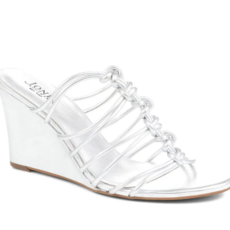 Laurella Leather Gladiator Wedges - Silver