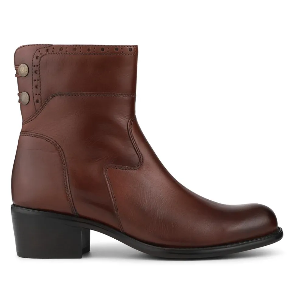 Laurelle Leather Zip Fasten Ankle Boots - Brown