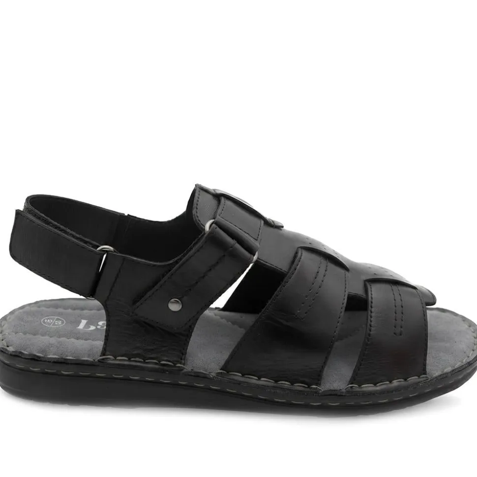 Leather Adjustable Fasten Fisherman Sandals - Black