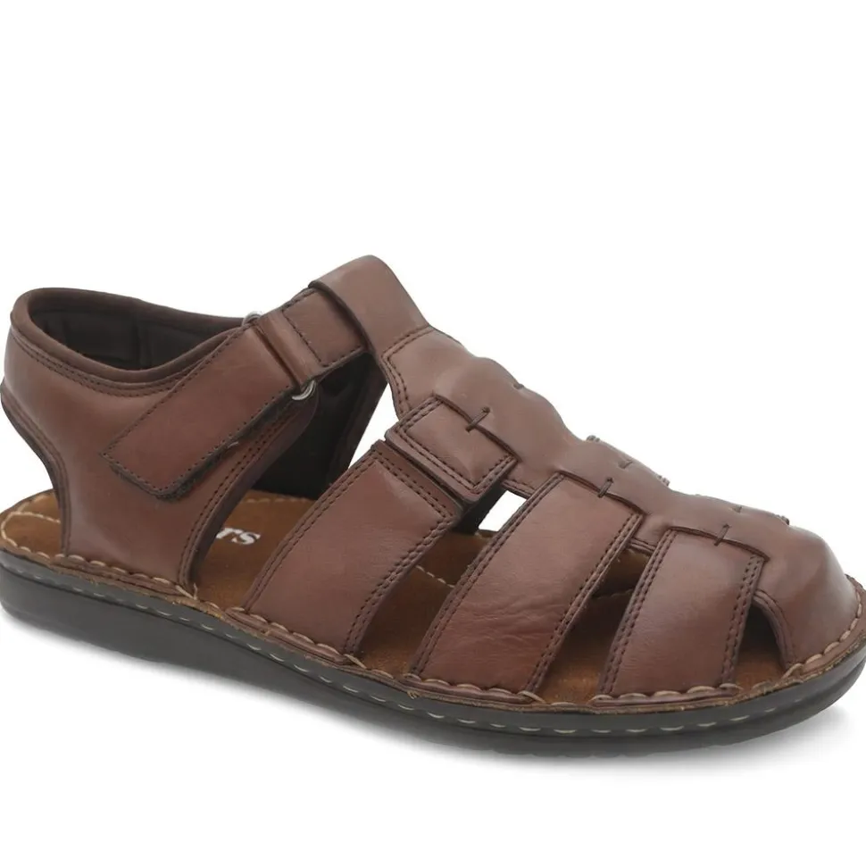 Leather Adjustable Fasten Fisherman Sandals - Brown