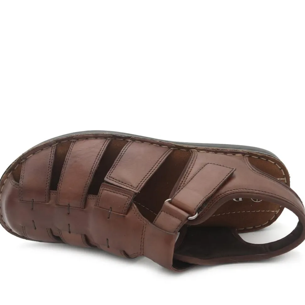 Leather Adjustable Fasten Fisherman Sandals - Brown