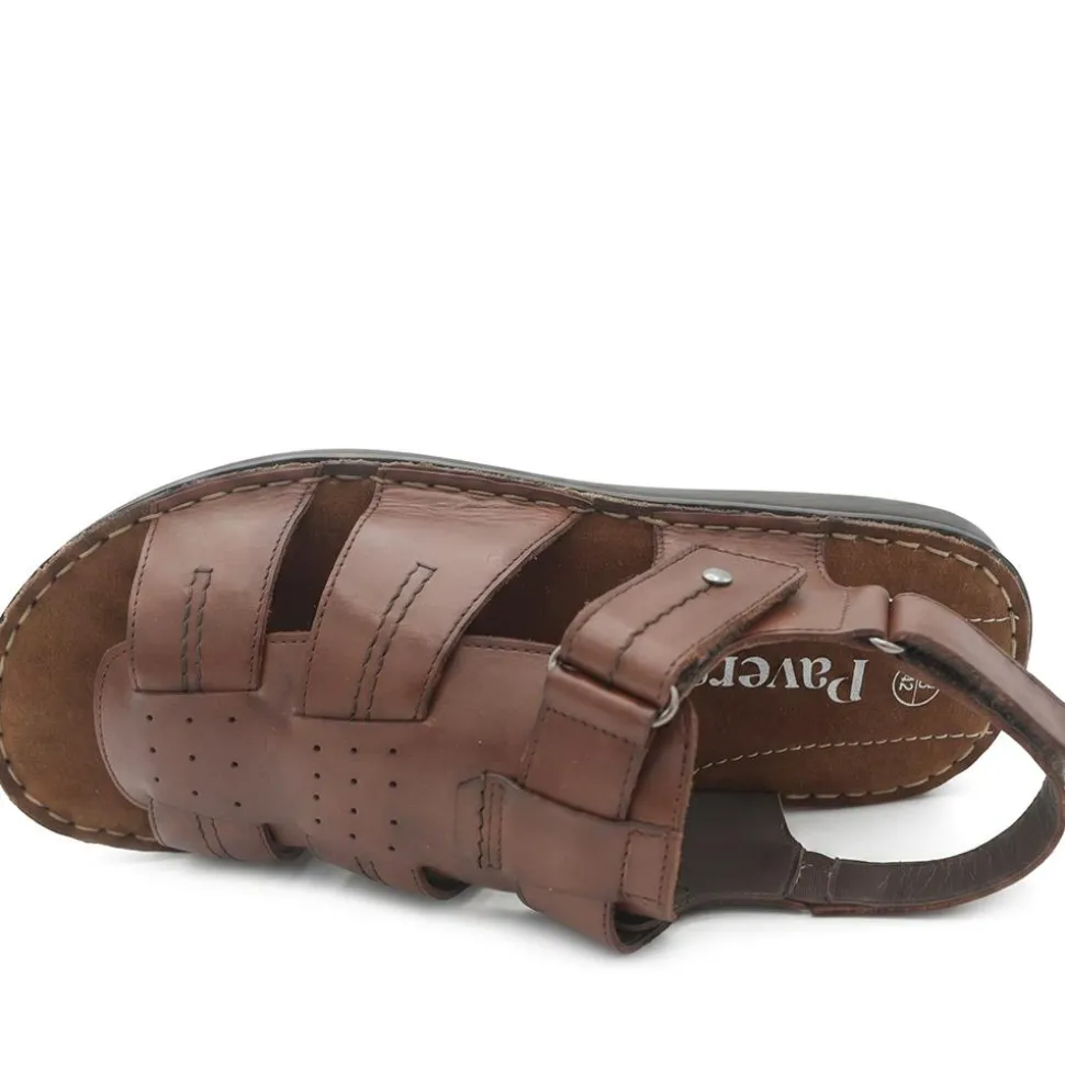 Leather Adjustable Fasten Fisherman Sandals - Brown