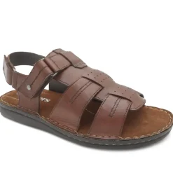 Leather Adjustable Fasten Fisherman Sandals - Brown