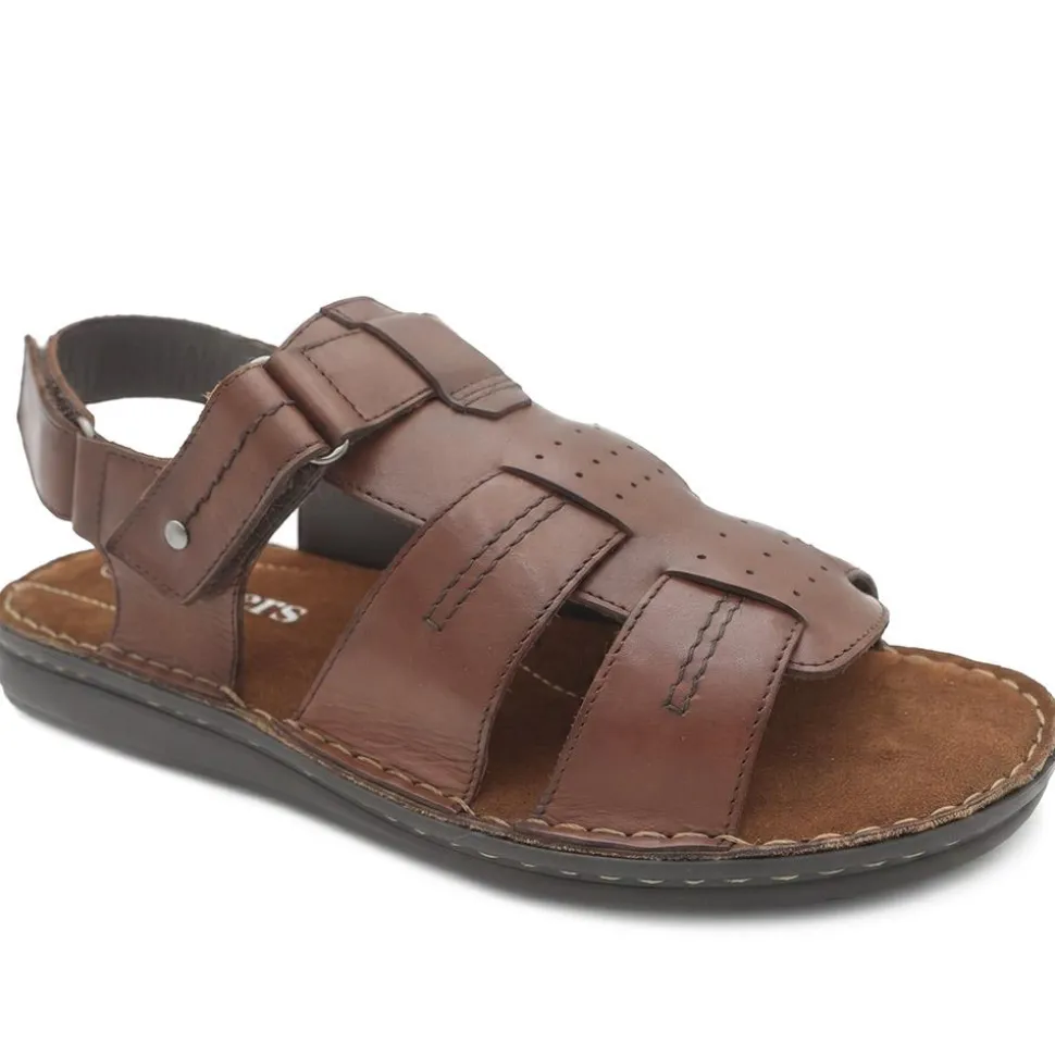 Leather Adjustable Fasten Fisherman Sandals - Brown