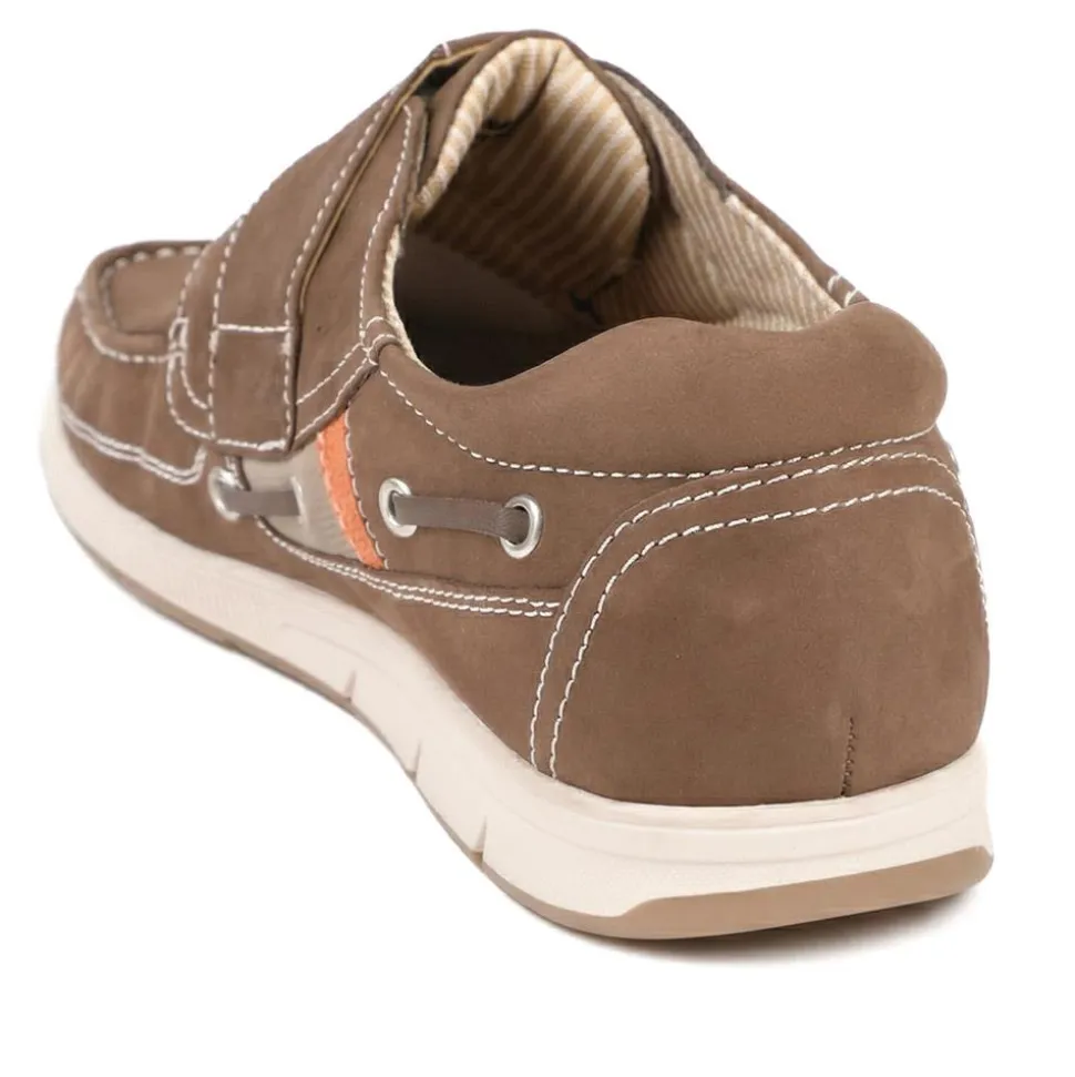 Leather Adjustable Fastening Shoes - Brown