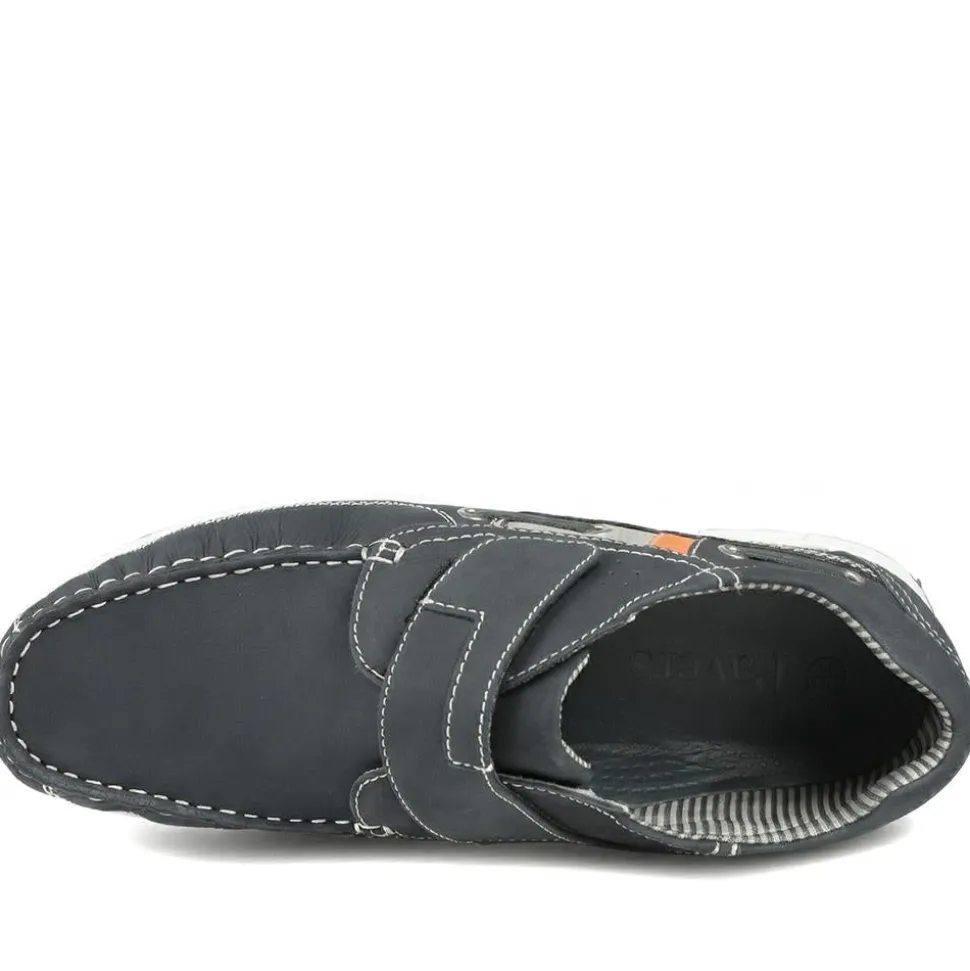 Leather Adjustable Fastening Shoes - Navy
