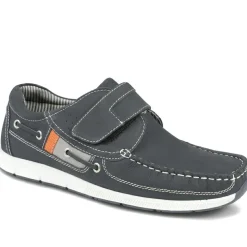 Leather Adjustable Fastening Shoes - Navy